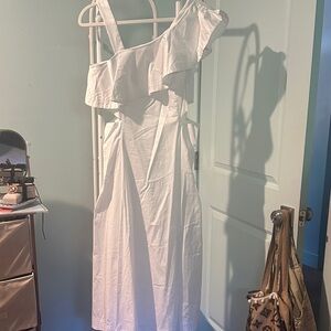 Veronica Beard One Shoulder White Dress